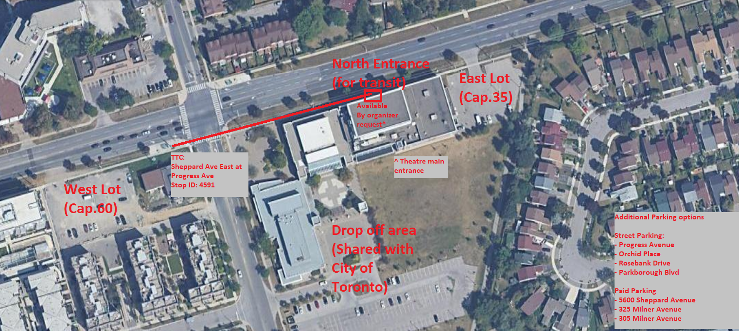 Overview of Parking Areas at the Chinese Cultural Centre of Greater Toronto